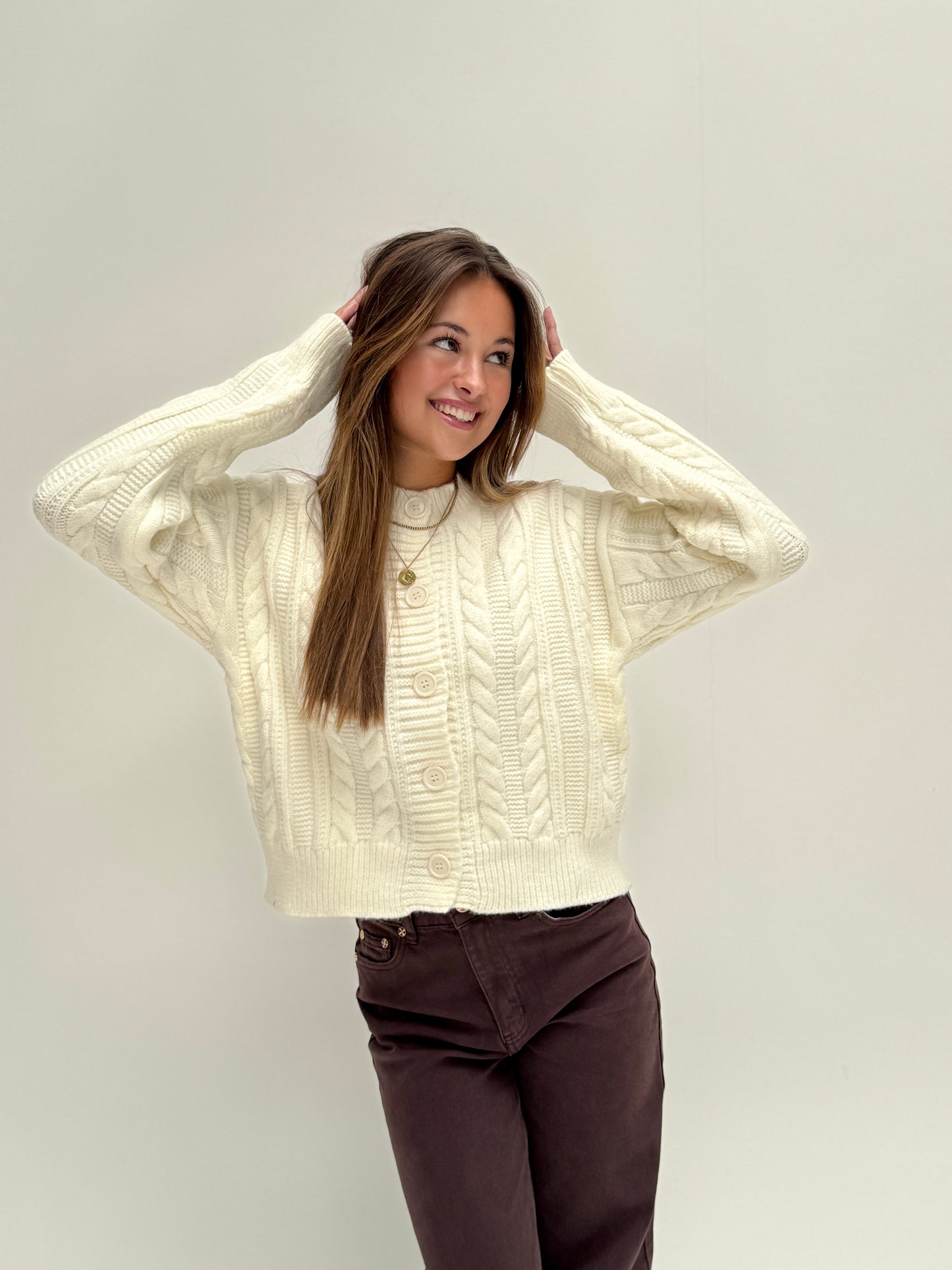 Sarah kabel knit cardigan - offwhite