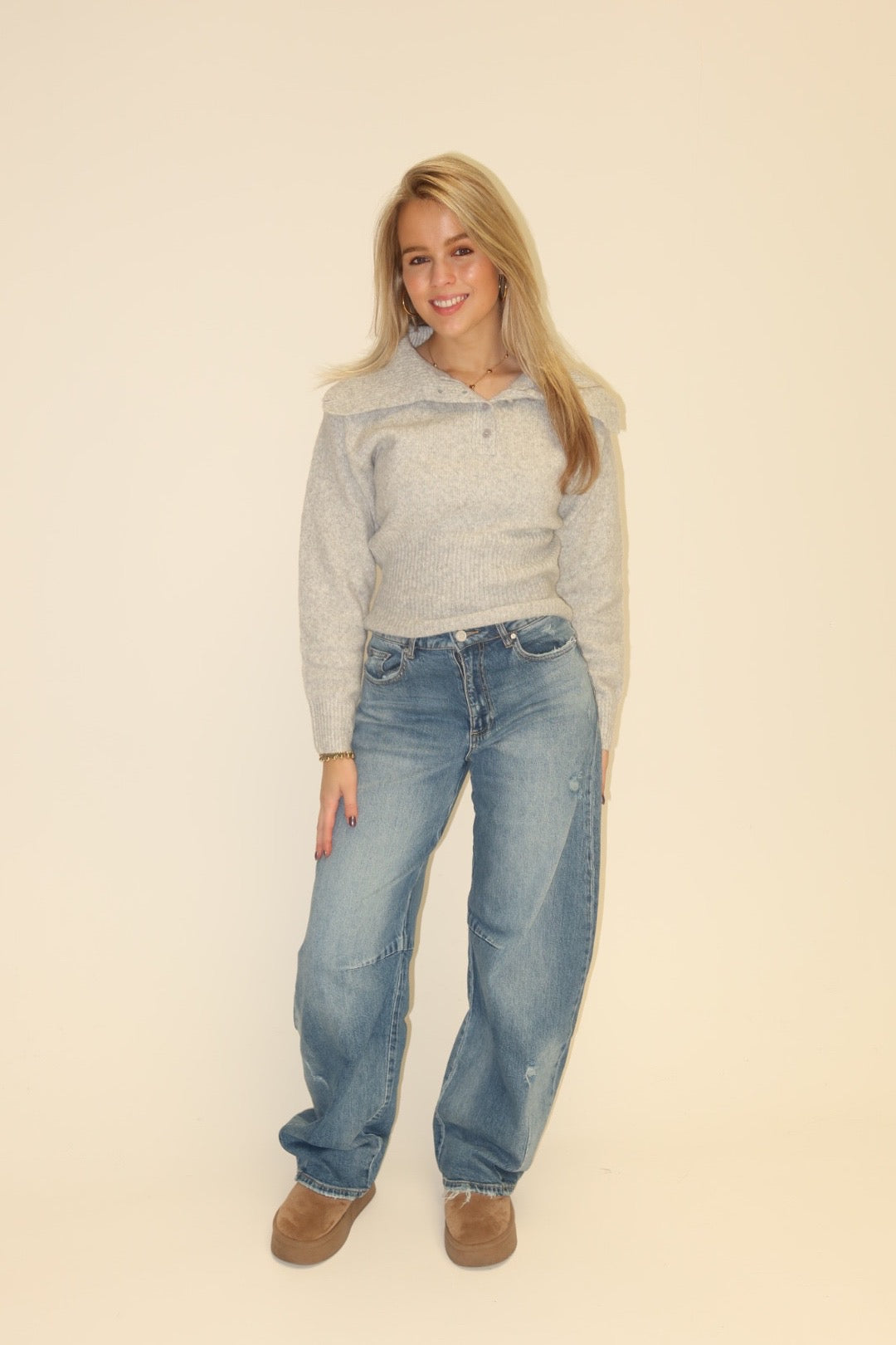 Hayley polo knit - grijs