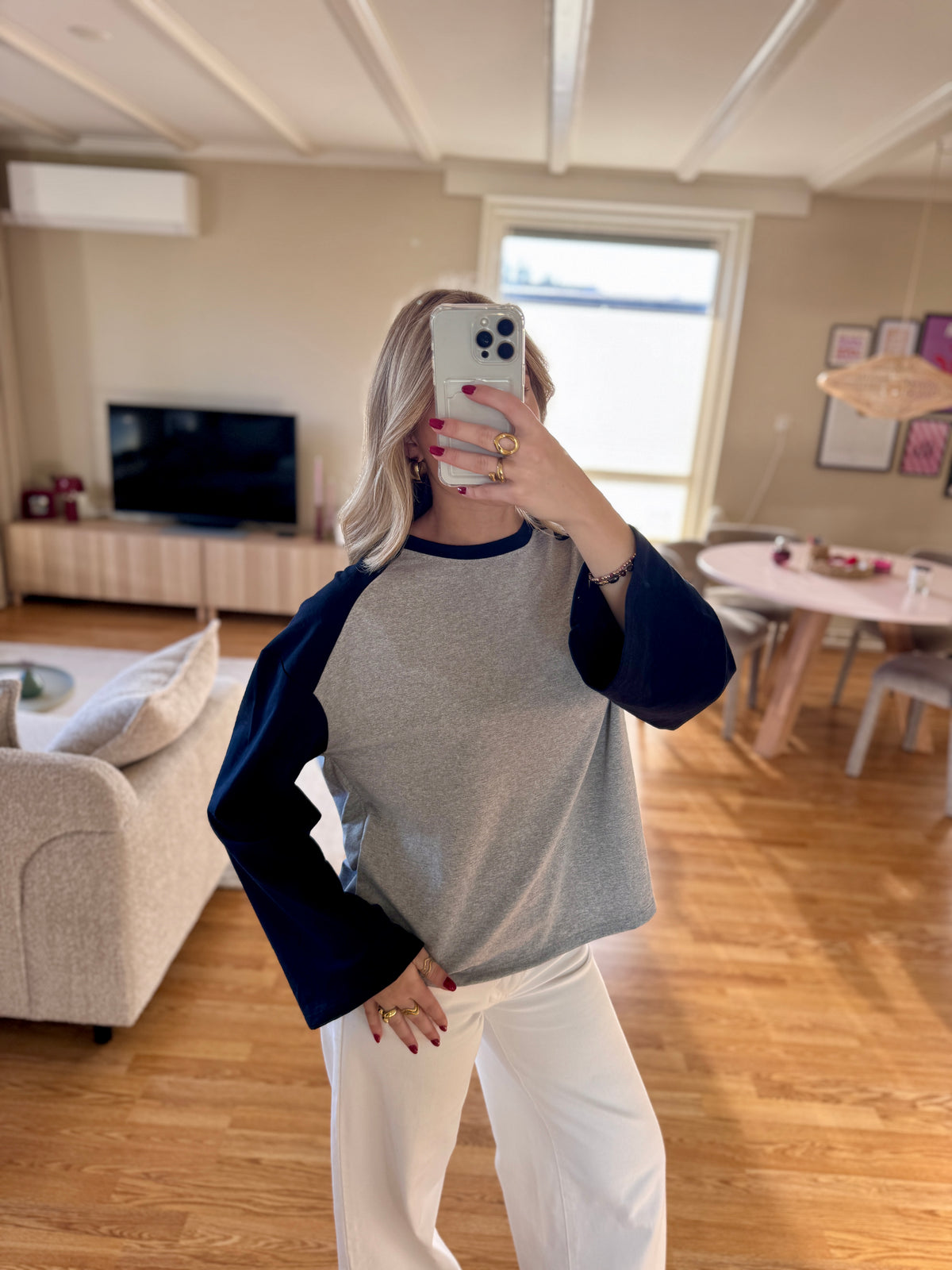 Roxy longsleeved top - navy/grijs