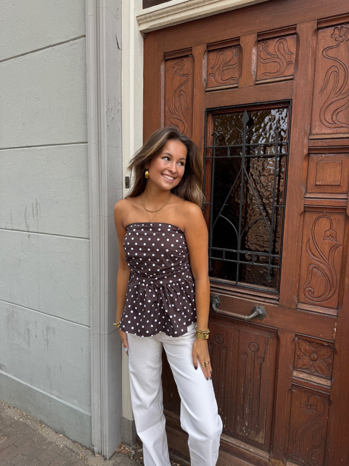 Alice dots top - bruin