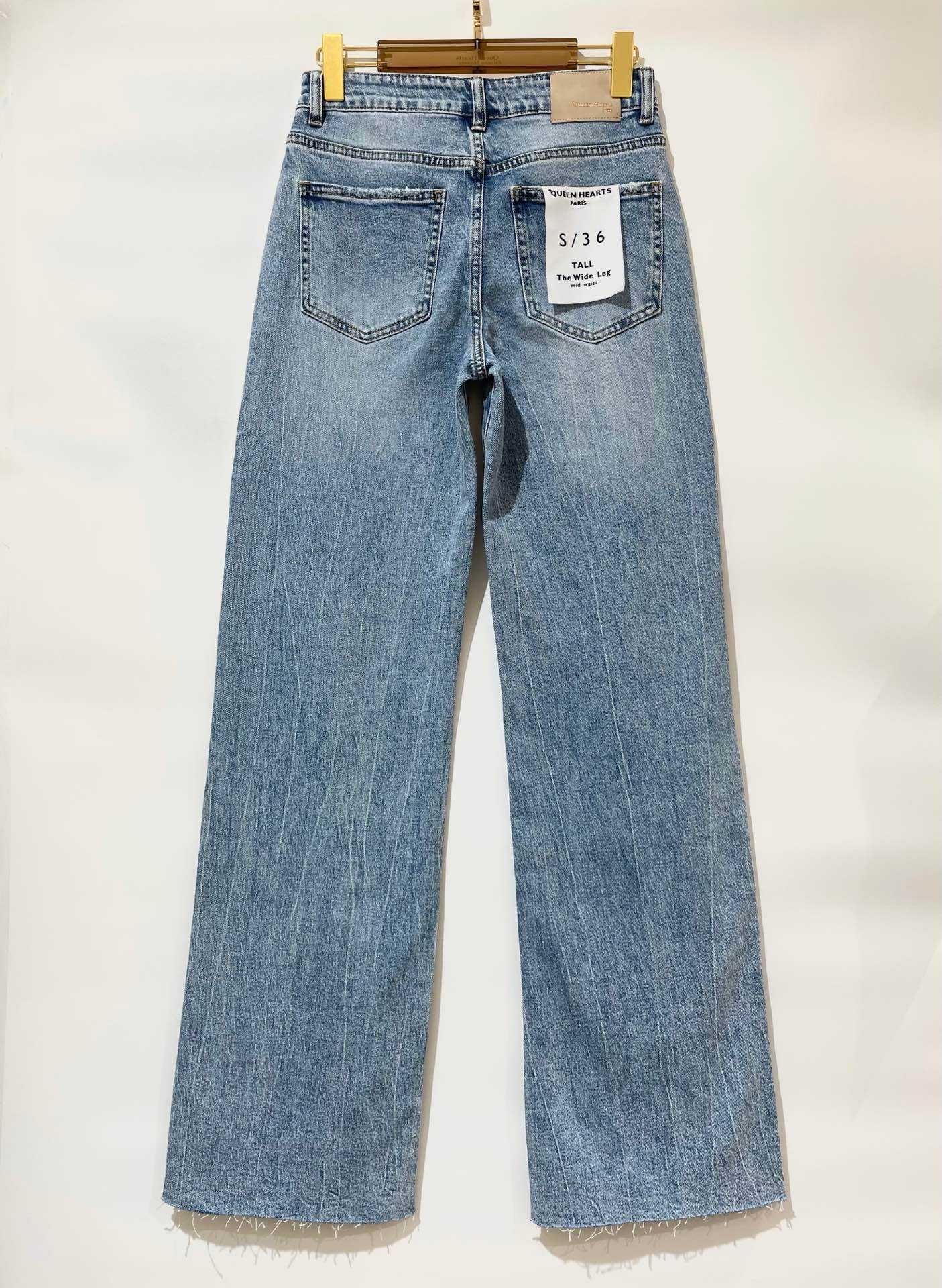 Wide leg jeans Queenhearts - blauw 3808