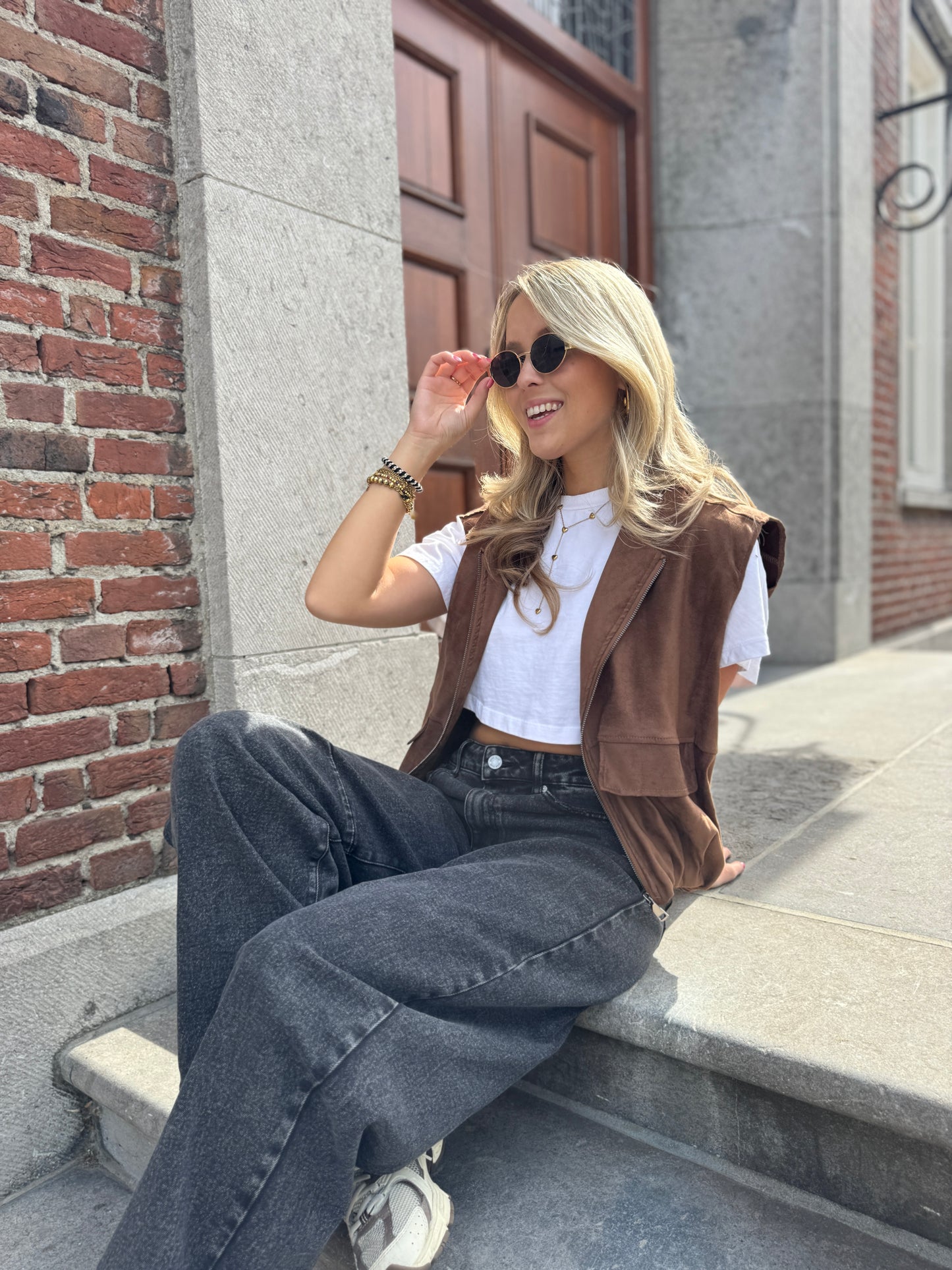 Nora suede gilet - bruin