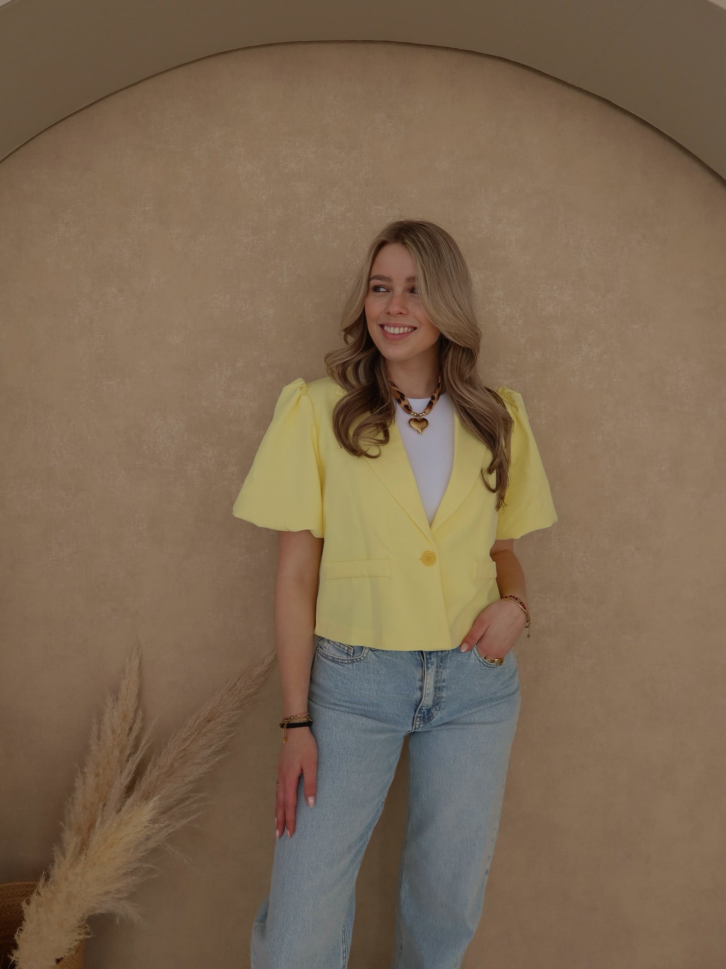 Lois blazer - pastelgeel