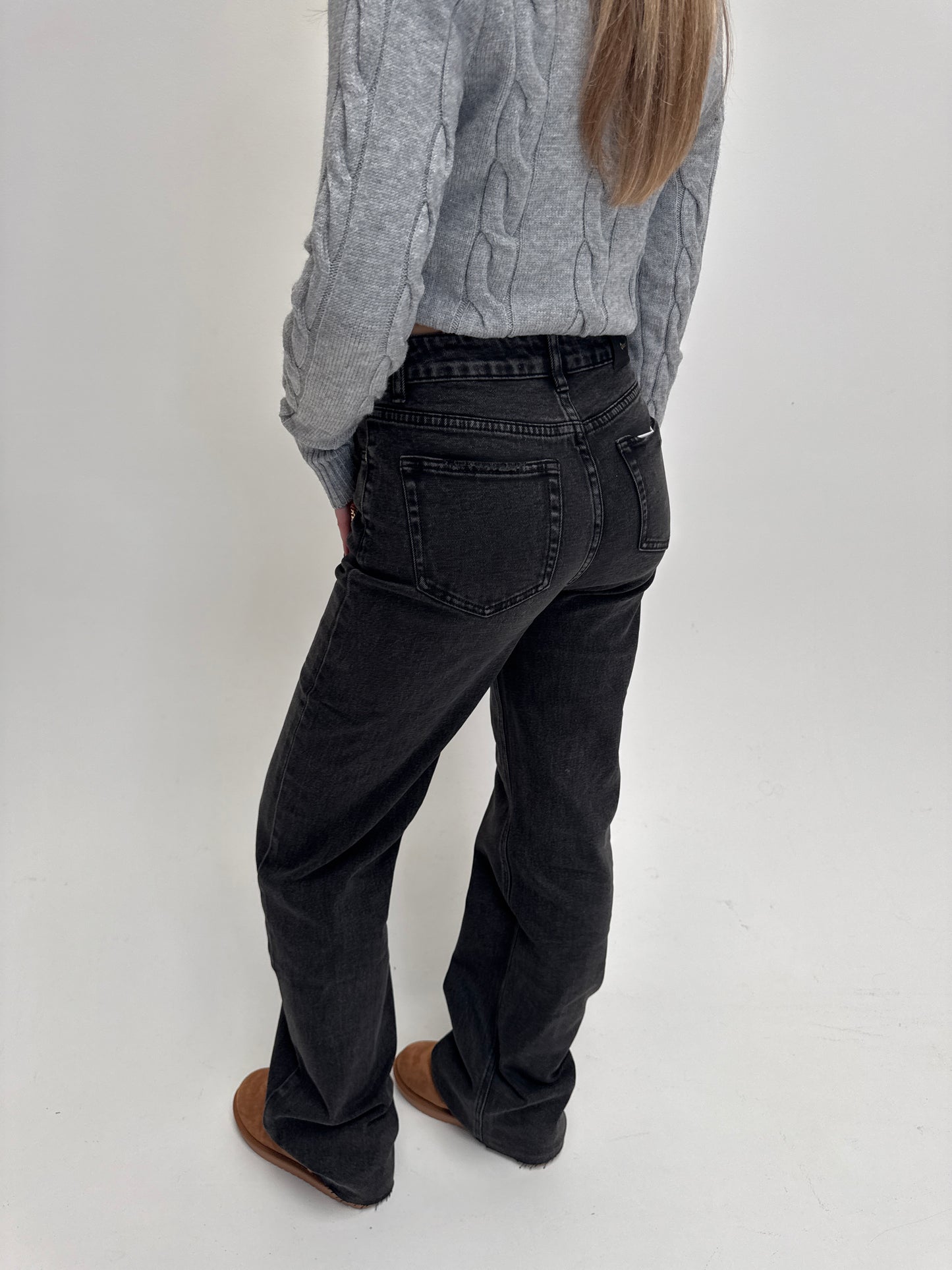 Wide leg jeans Queenhearts - darkgrey/black