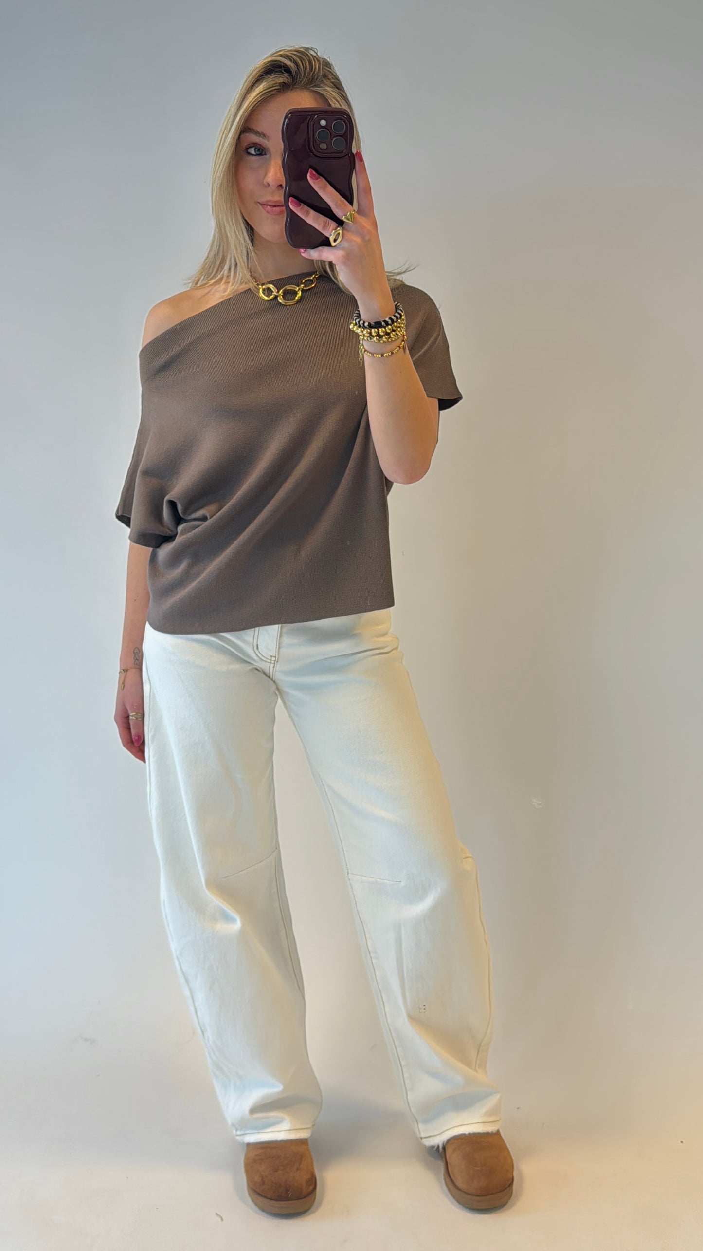 Cassie offshoulder top - bruin