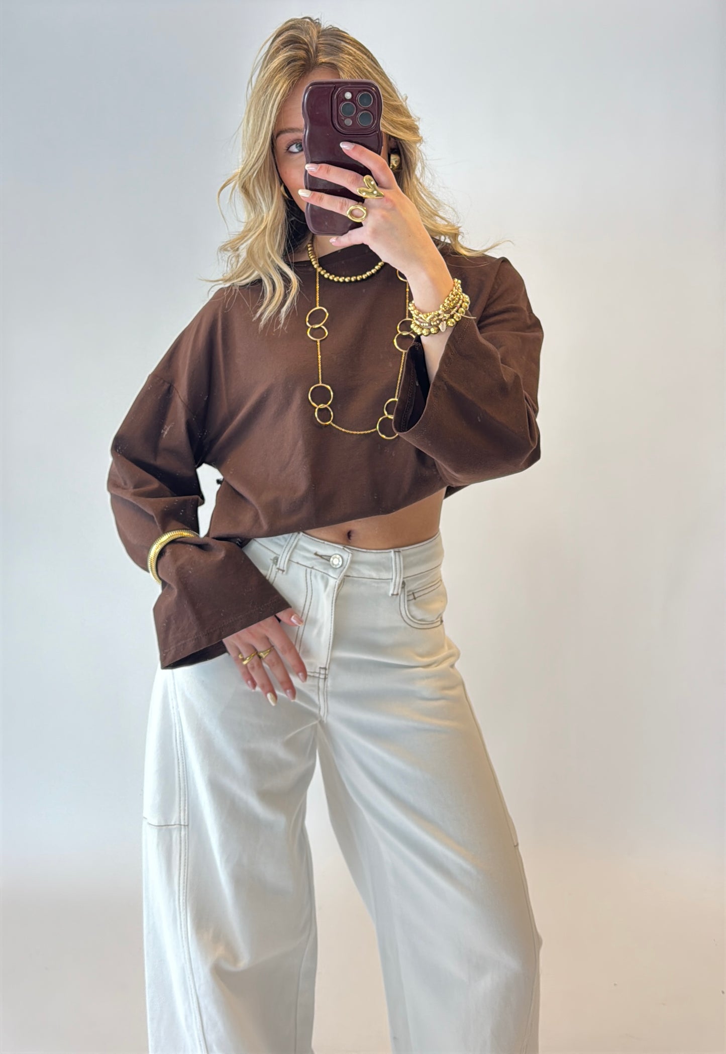 Lana longsleeve top - bruin