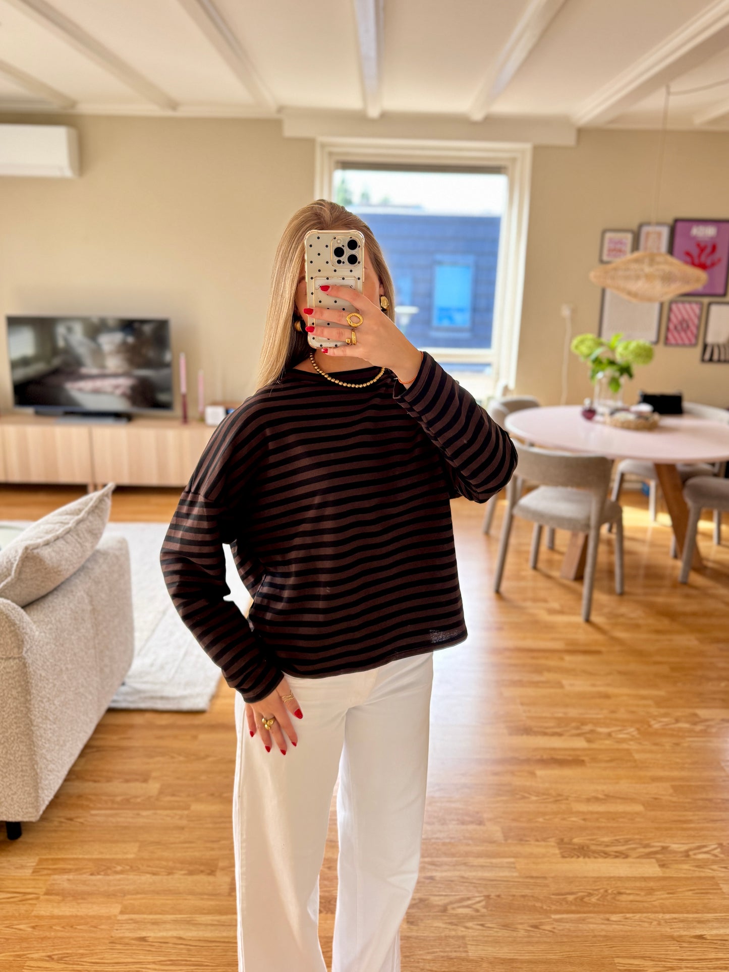 Millie striped longsleeved top - bruin