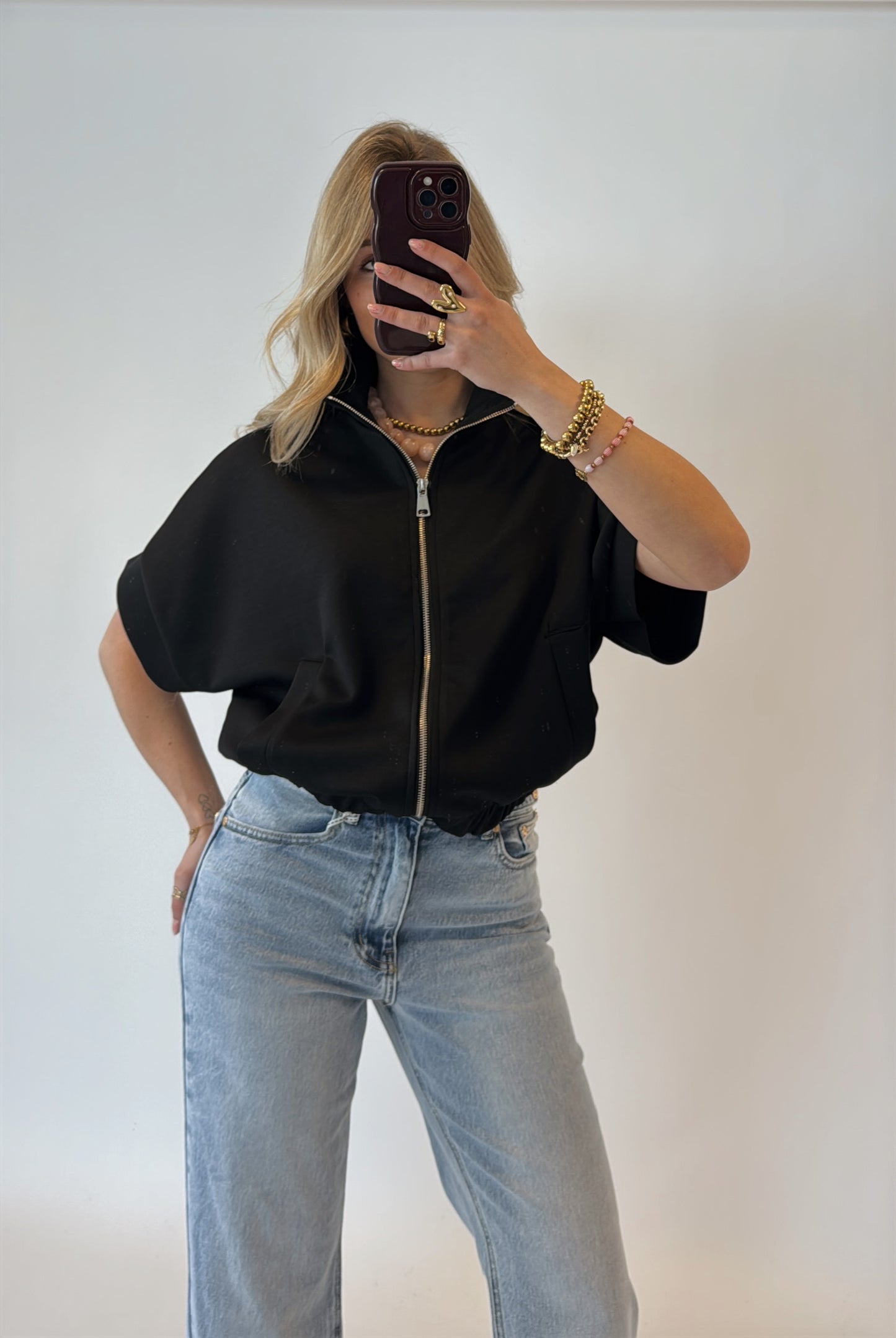 Emie zip top - zwart
