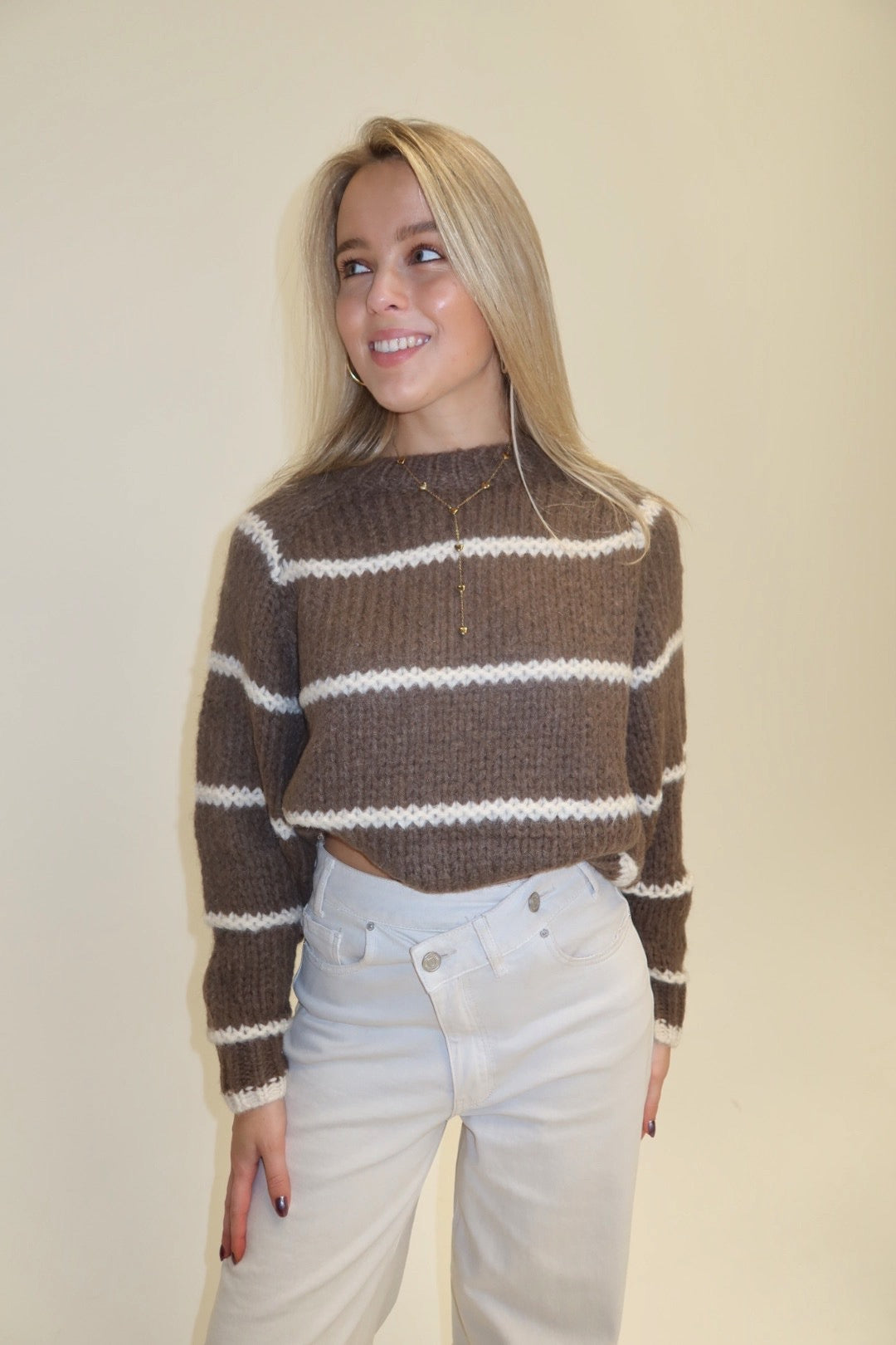 Romee knit - bruin gestreept