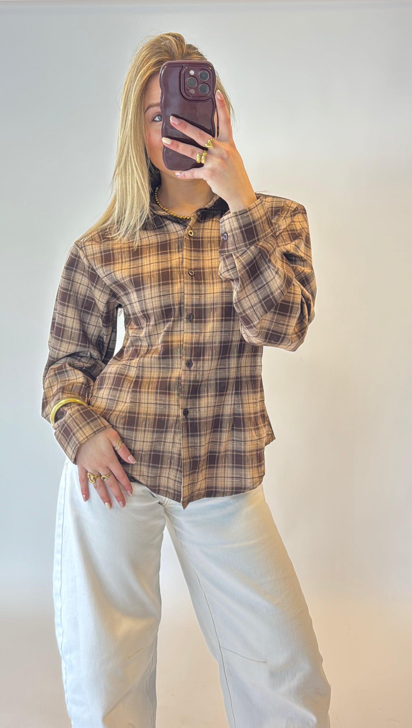 Vintage tailored blouse - bruin