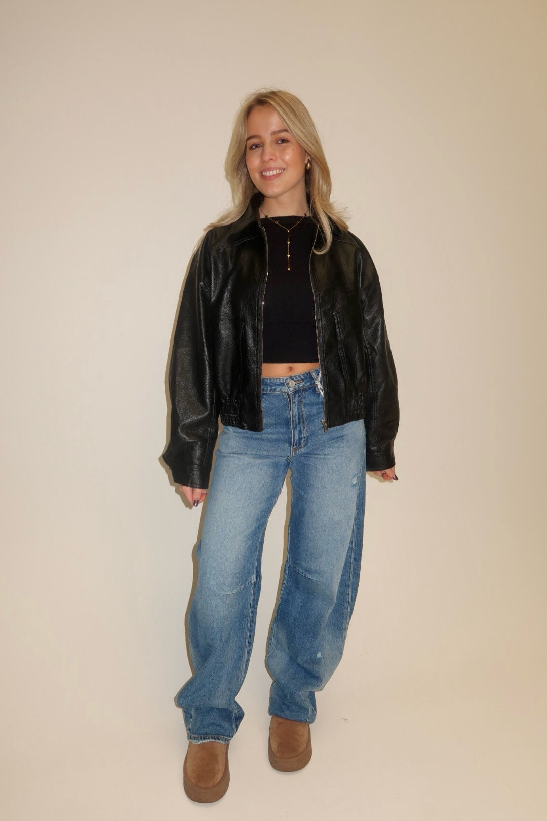 Leatherlook jacket zwart