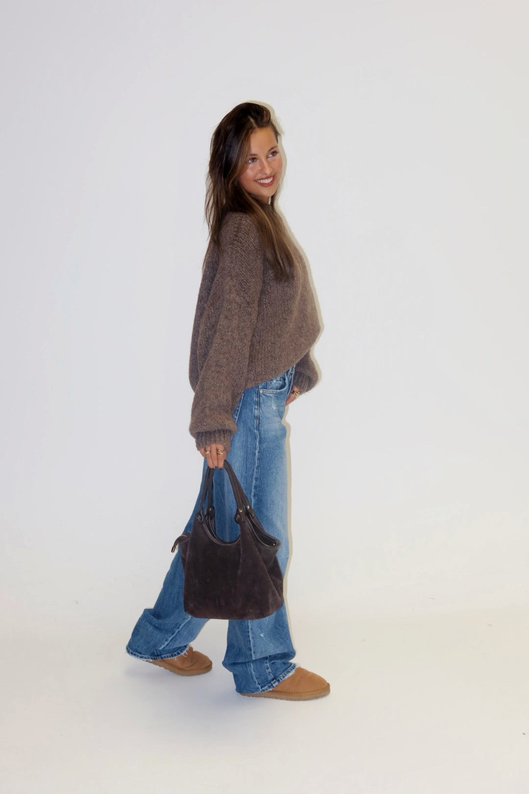 Suede soft bag - brown