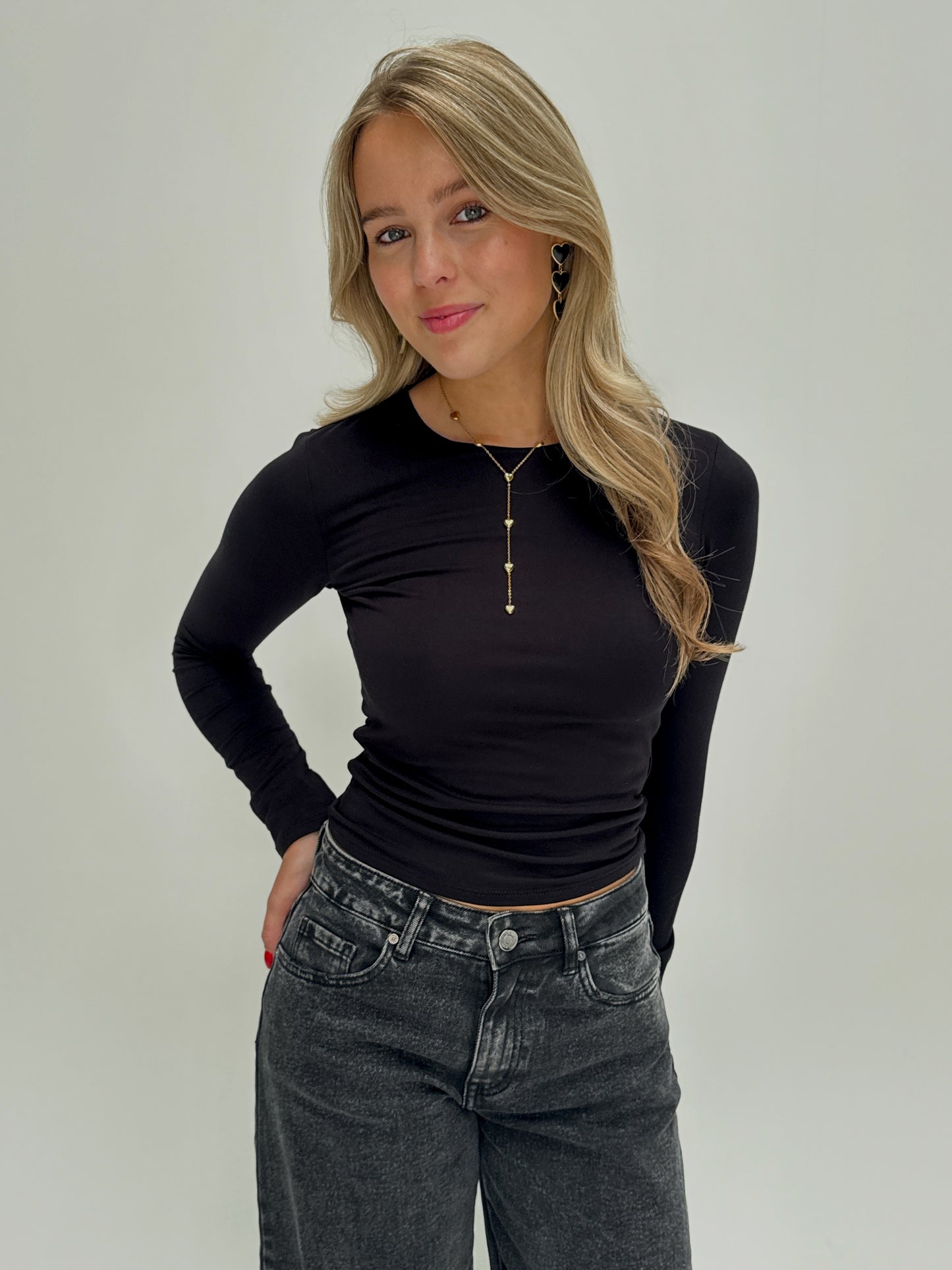 By Izi top longsleeved - zwart
