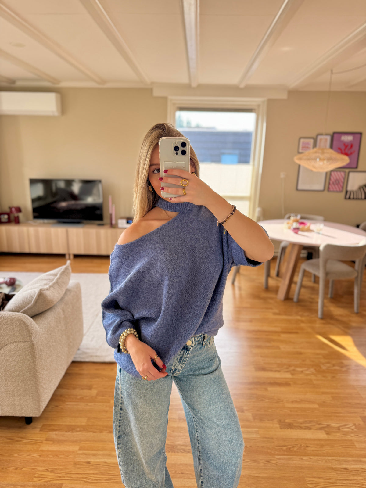 Cut out shoulder knit - lavendel