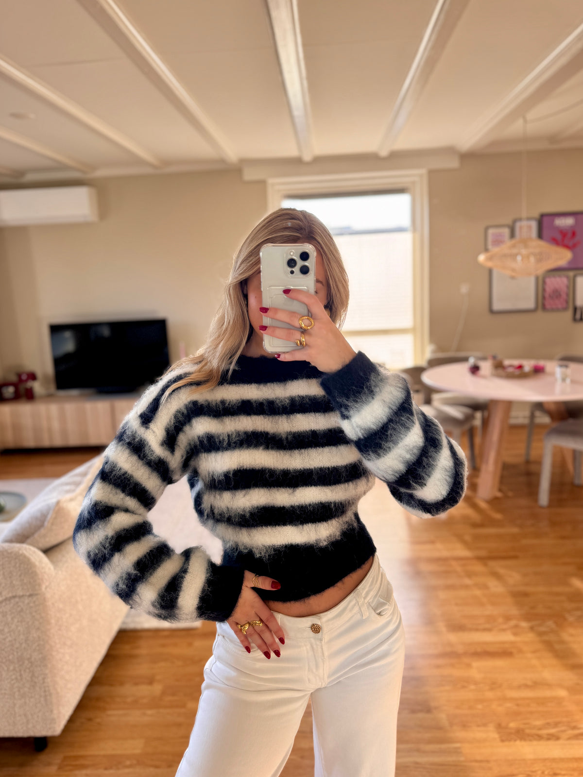 Polly striped knit - navy/wit
