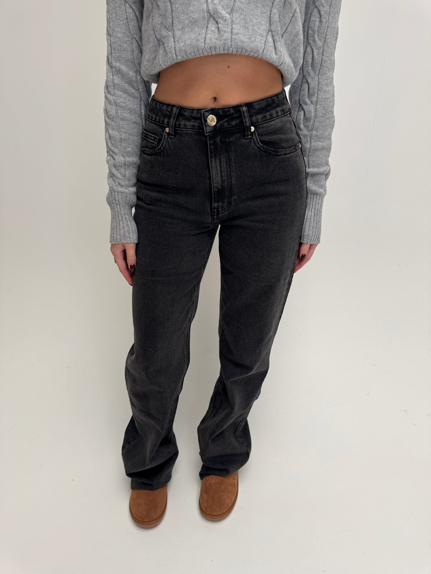 Wide leg jeans Queenhearts - darkgrey/black