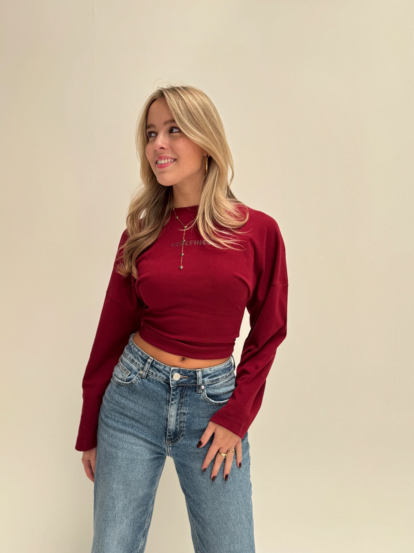 Redefined top longsleeved - bordeaux rood