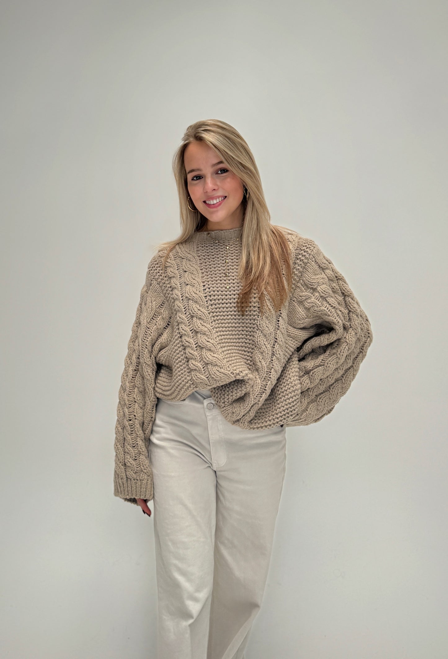 Lauren kabel knit taupe