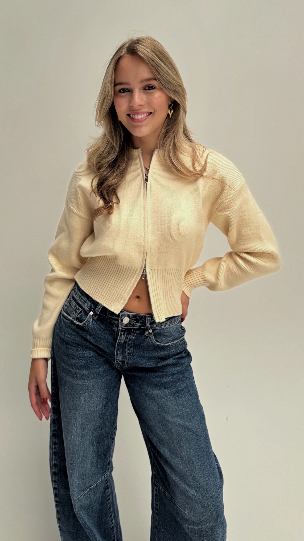 Sofie zip knit - offwhite