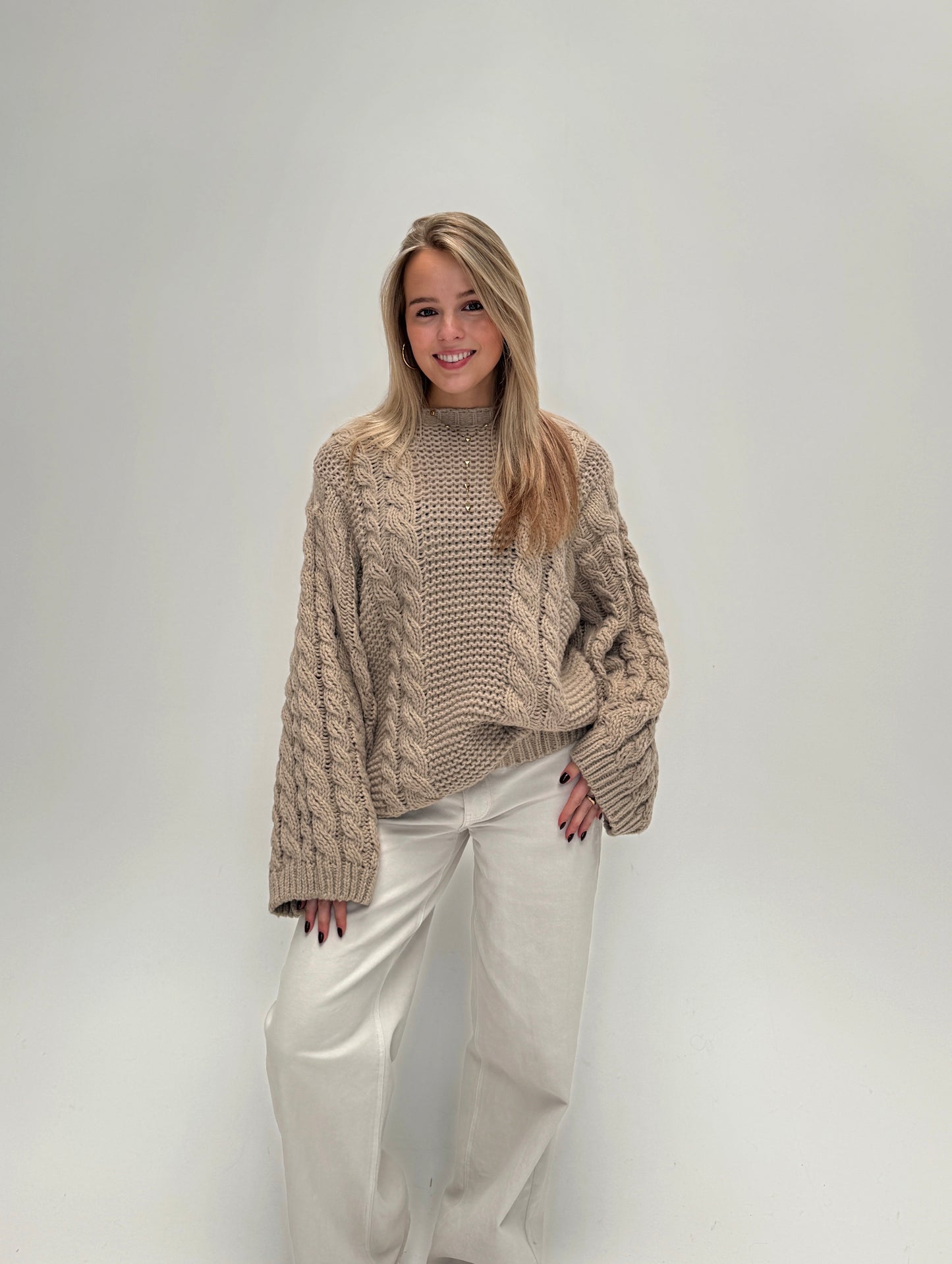 Lauren kabel knit taupe