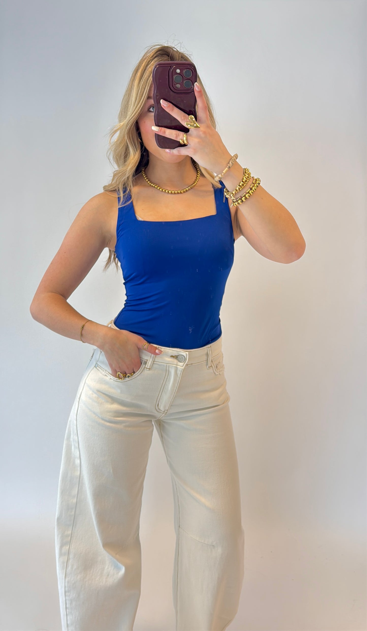 Basic tanktop - cobalt blauw