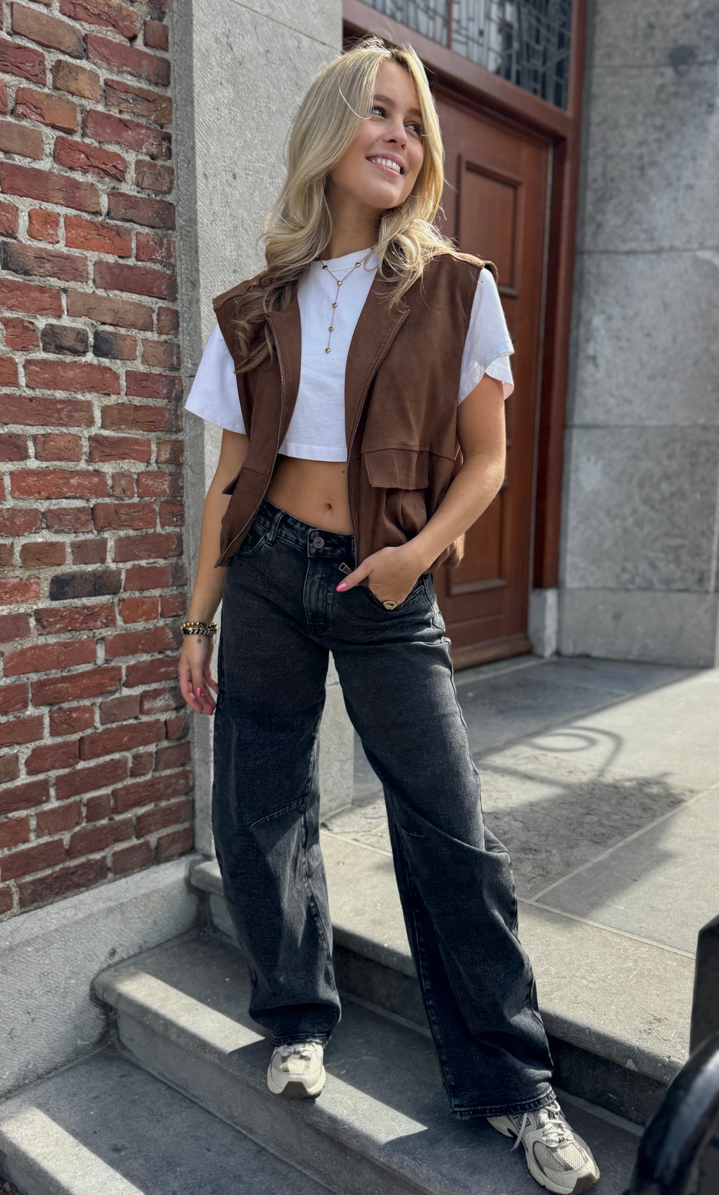 Nora suede gilet - bruin