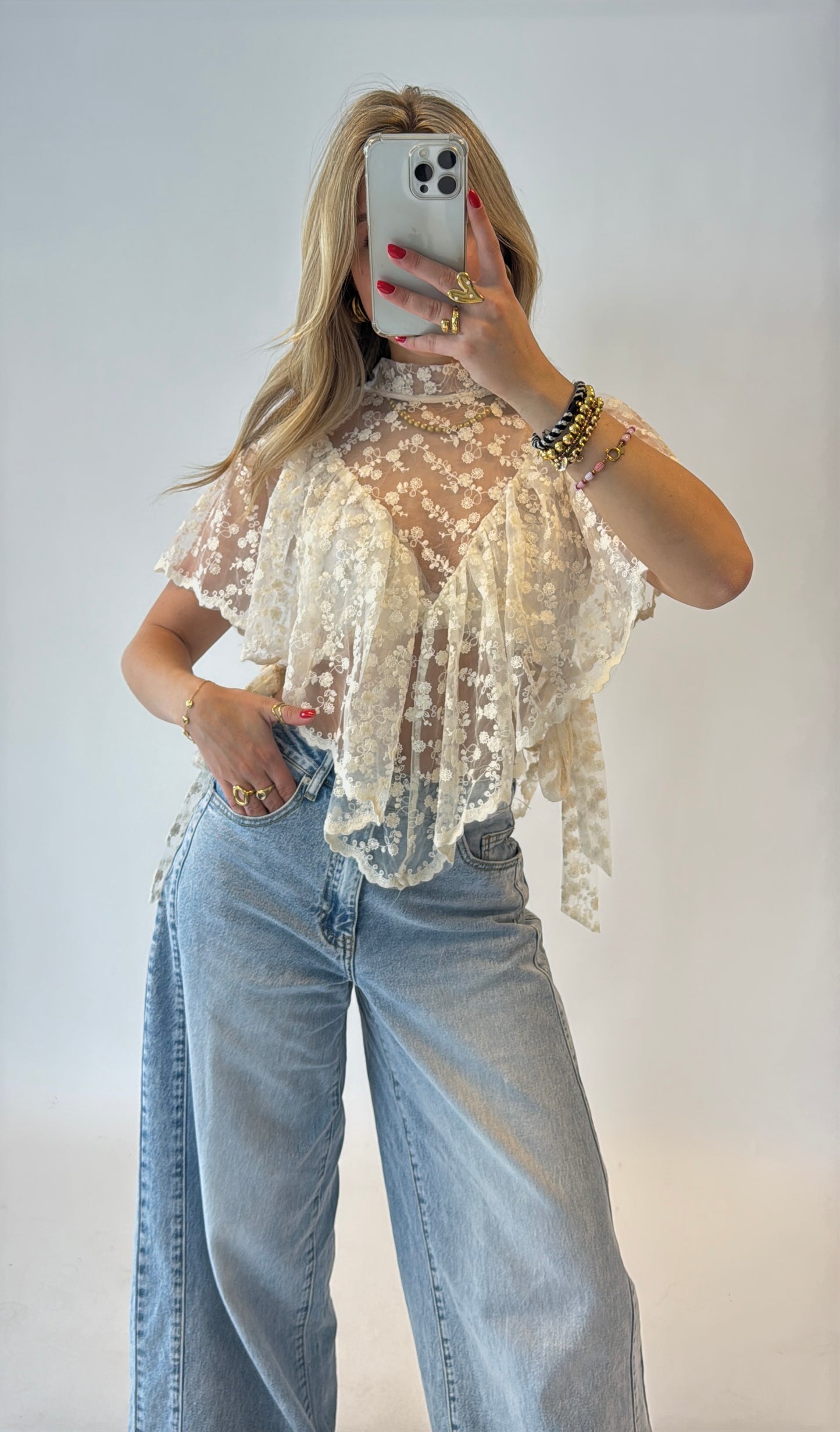 Mare kanten top - beige