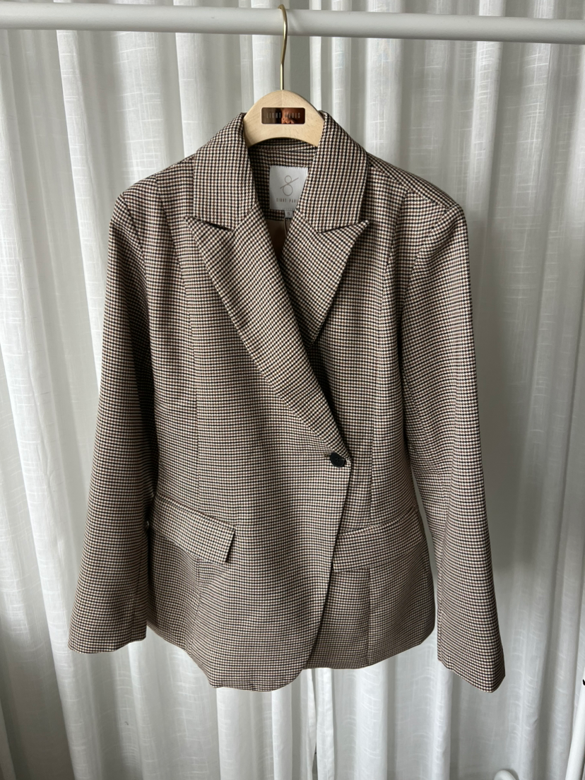 getailleerde blazer geruit - bruin