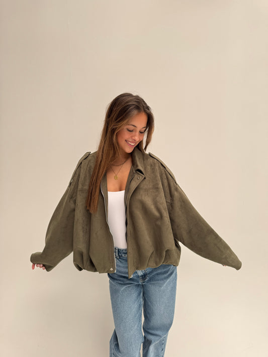 Suedelook jacket - armygreen