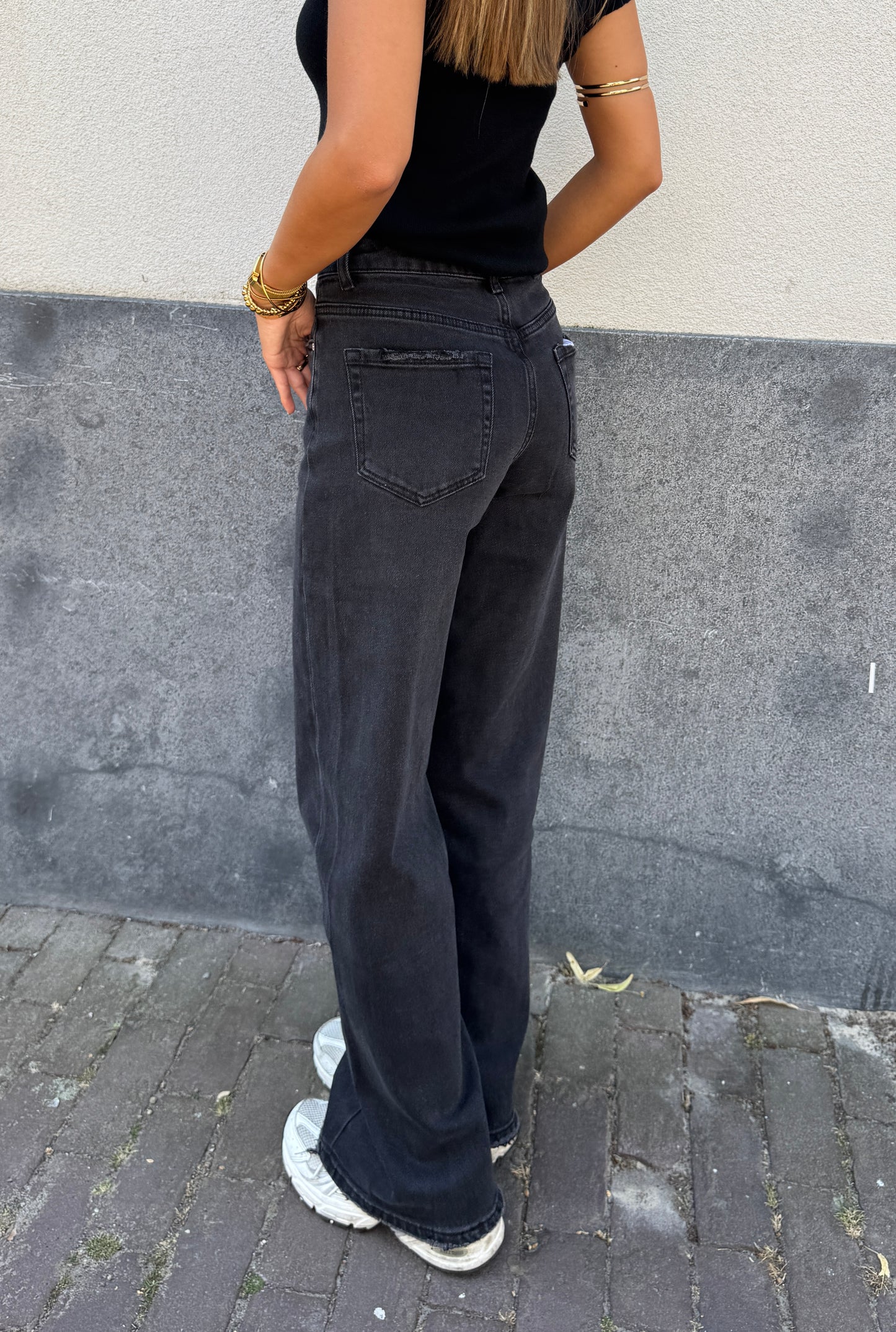 Queen heart jeans - fivepocket zwart