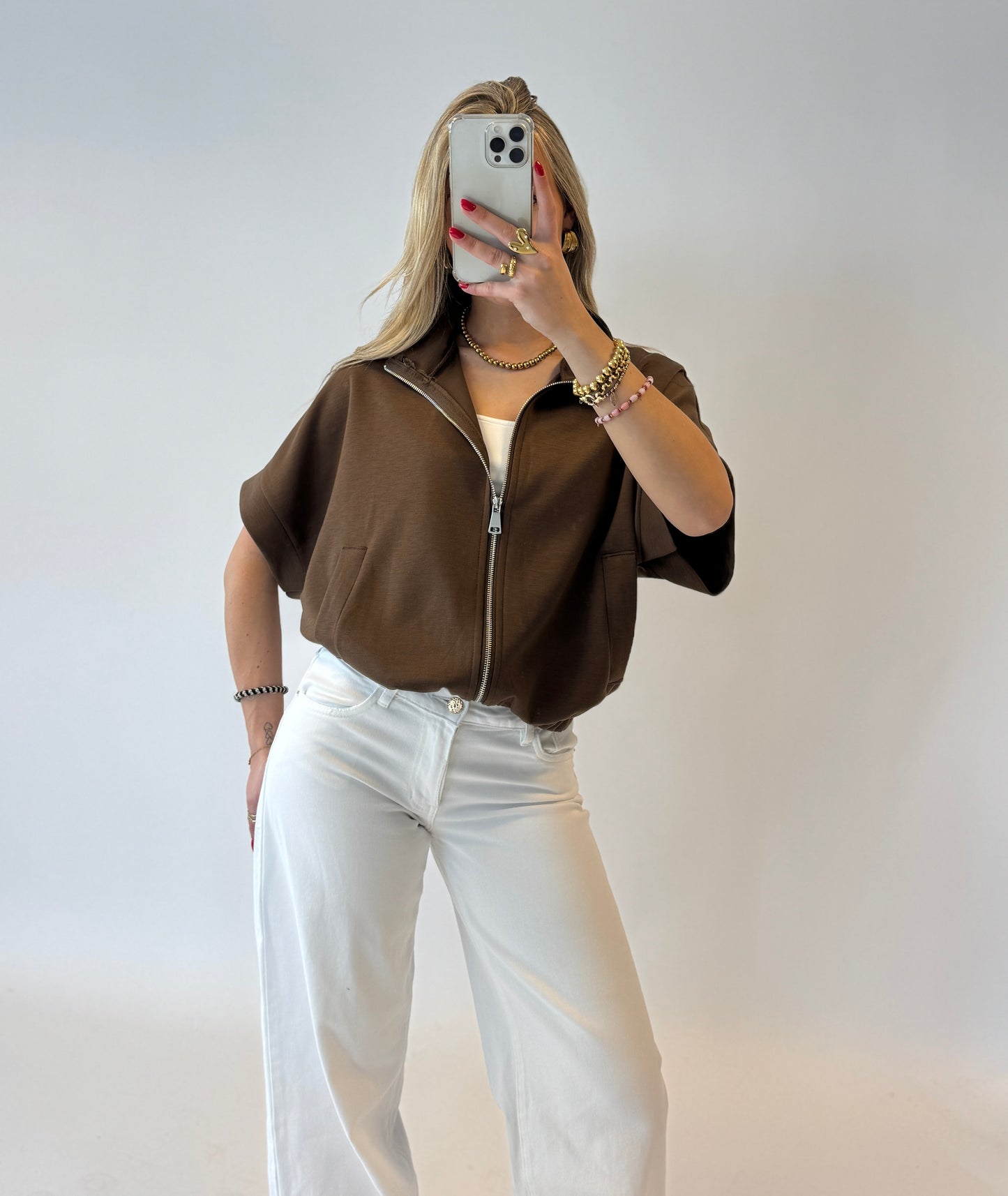Emie zip top - bruin