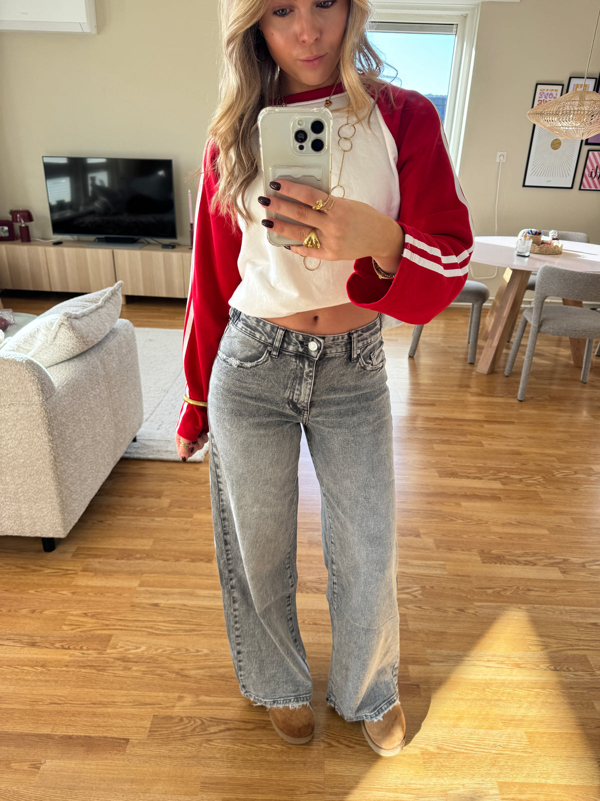 Wide leg jeans adjustable waist - Queenhearts grijs