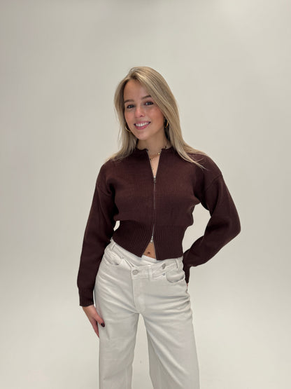 Sofie zip knit - bruin
