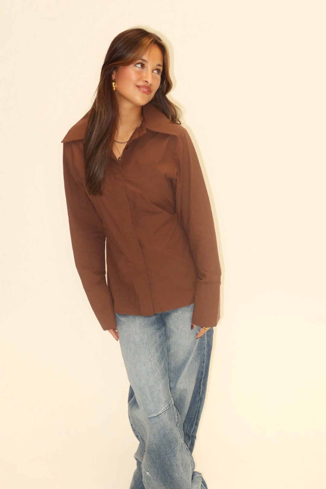 Tailored blouse - bruin