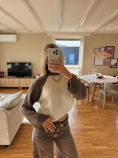Soft cozy knit - bruin/offwhite