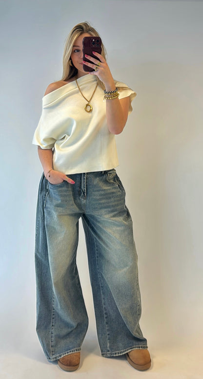 Cassie offshoulder top - beige