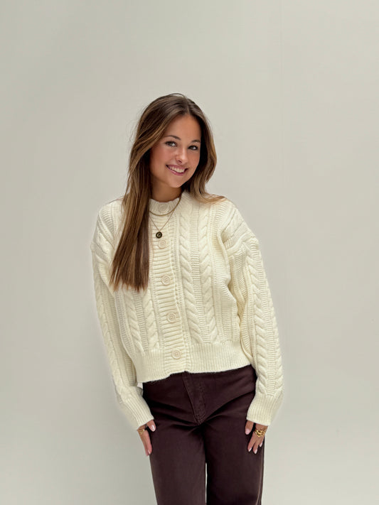 Sarah kabel knit cardigan - offwhite