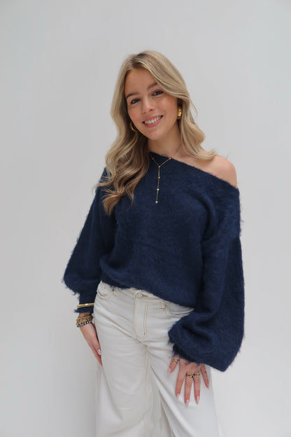 Quinty offshoulder knit - navy