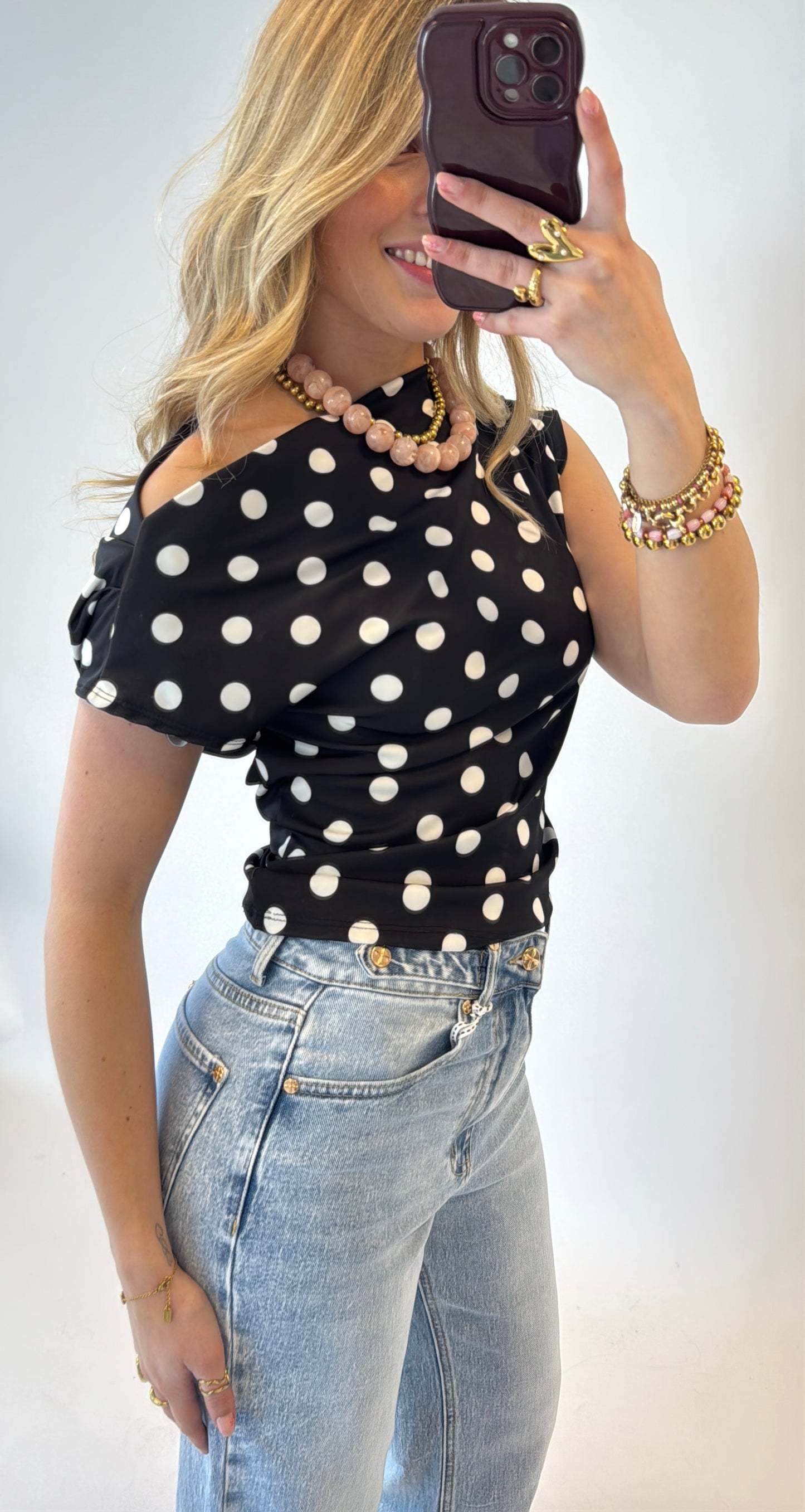 Lottie polka dot top - zwart
