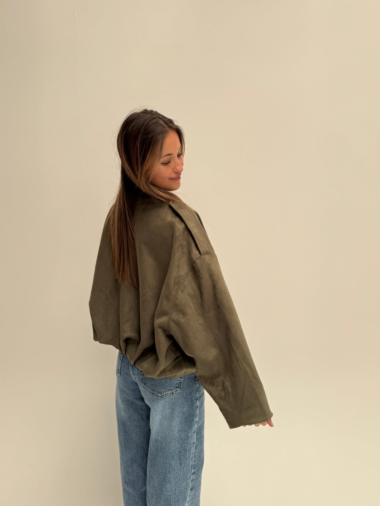 Suedelook jacket - armygreen