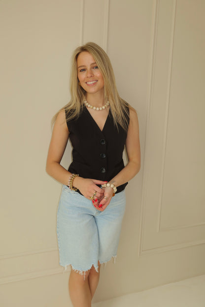 Buttoned gilet - zwart