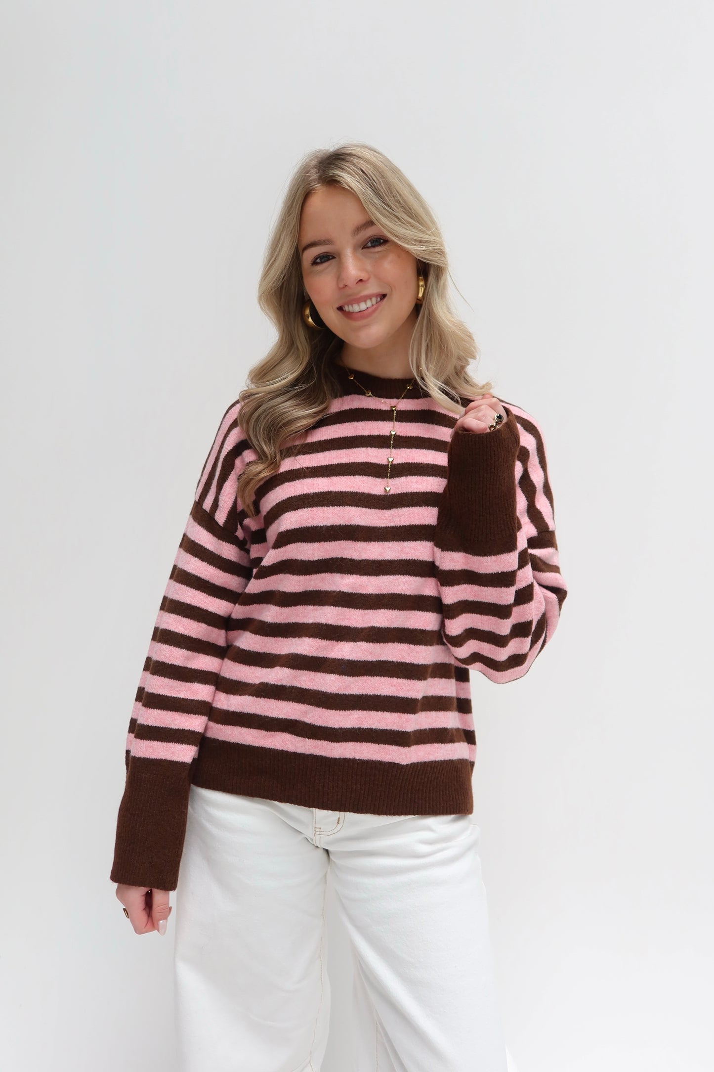 Rosalie striped knit - roze/bruin