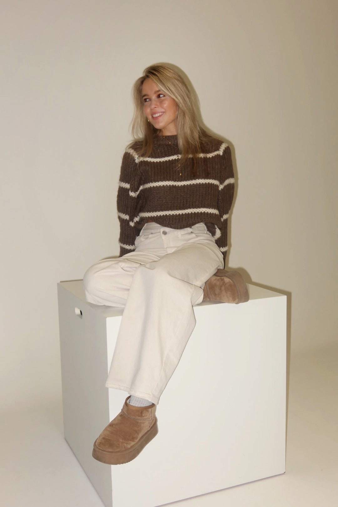 Romee knit - bruin gestreept