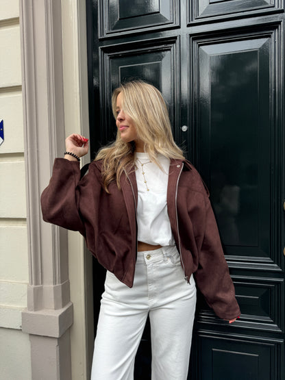 Suedelook jacket - bruin