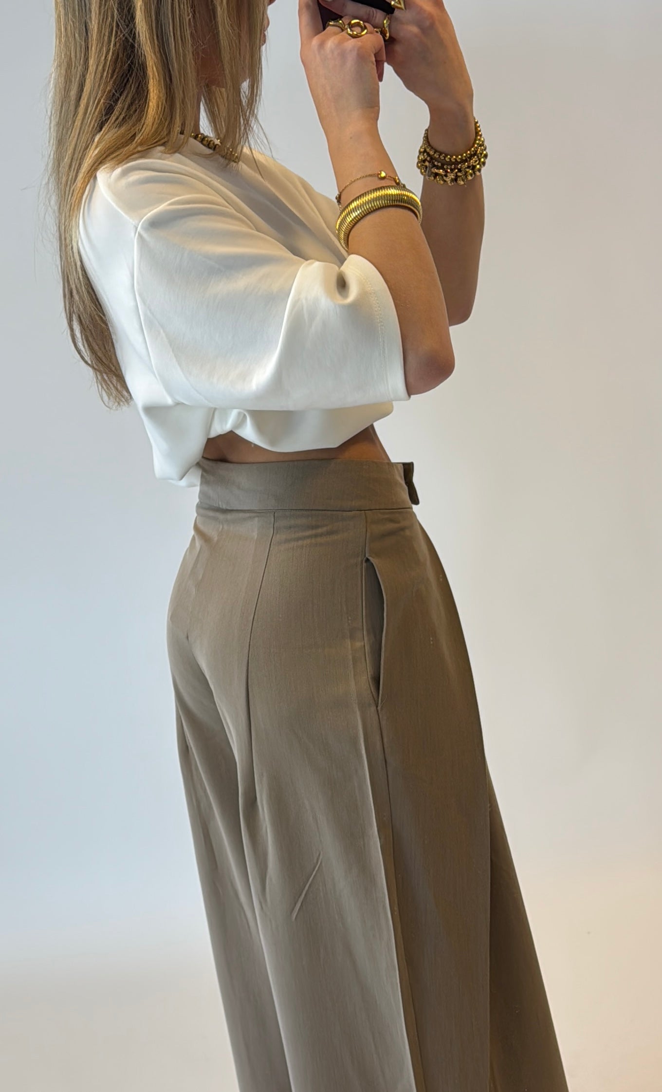 Lilian pantalon taupe - met plooi