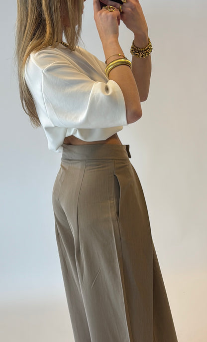 Lilian pantalon taupe - met plooi