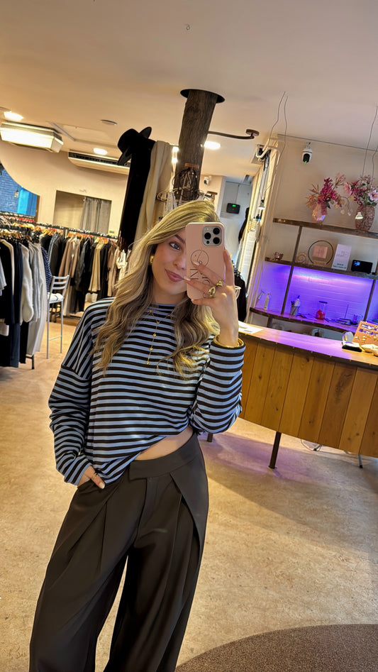 Longsleeved striped top (blauw bruin)