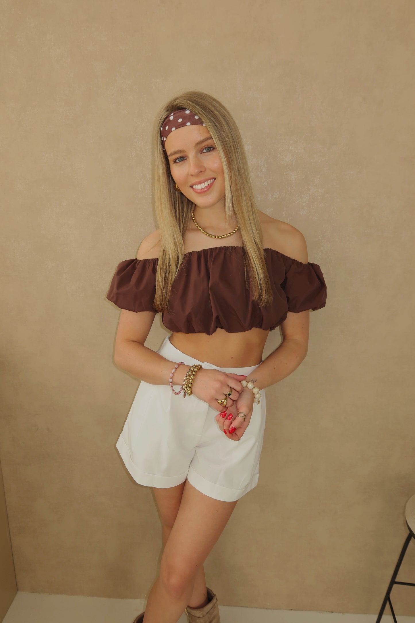 Polka dot headband - bruin