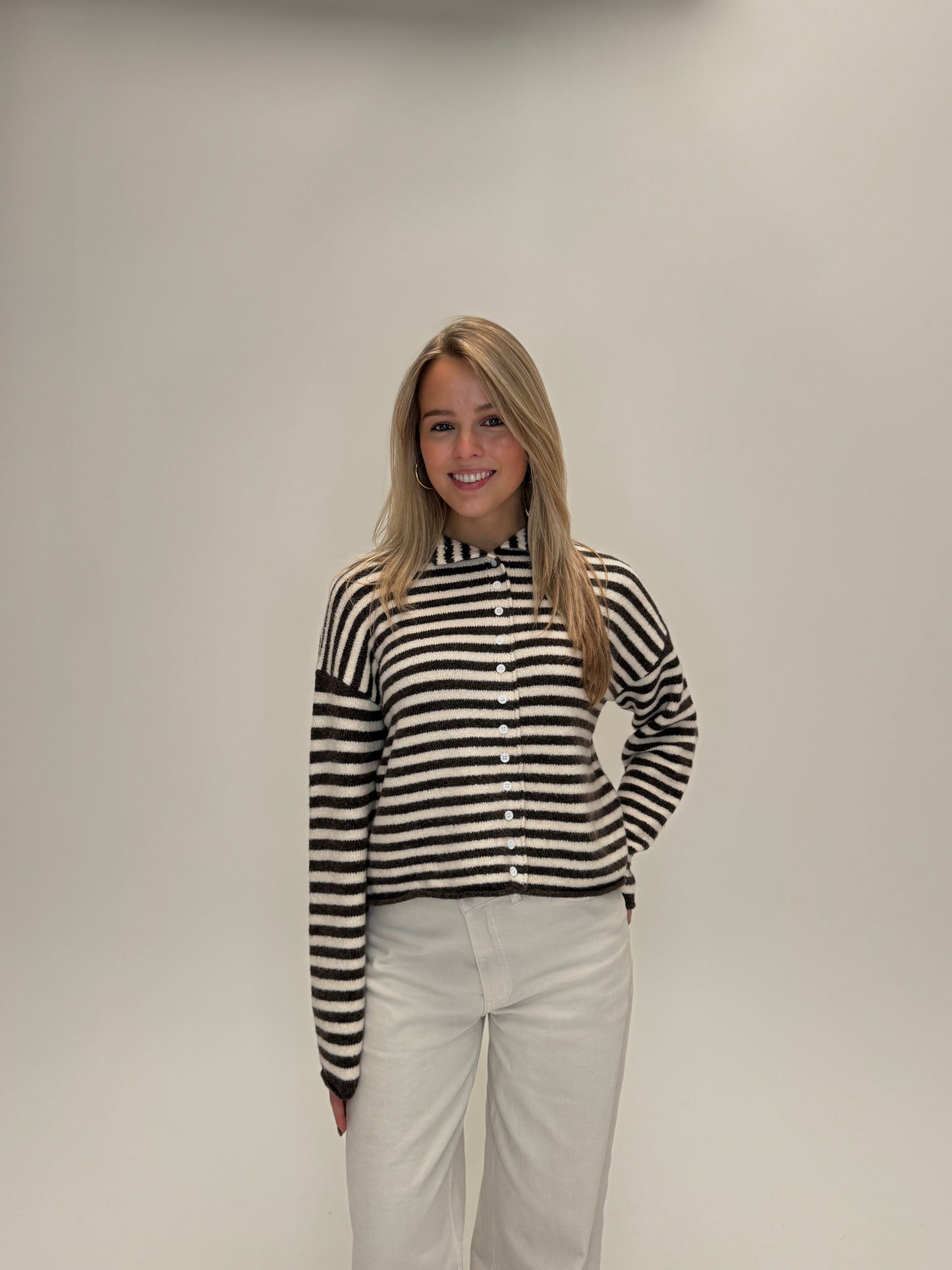 Anna striped cardigan - bruin