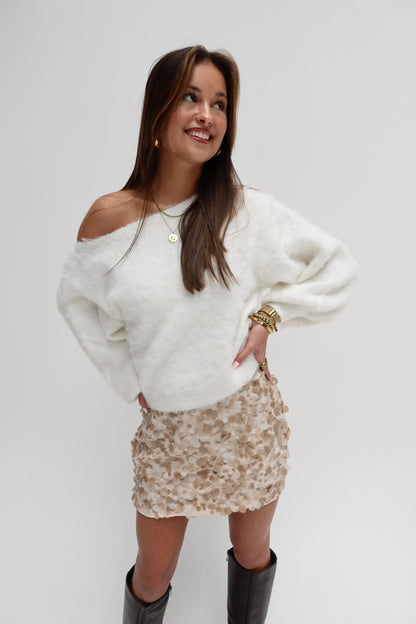 Quinty offshoulder knit - wit